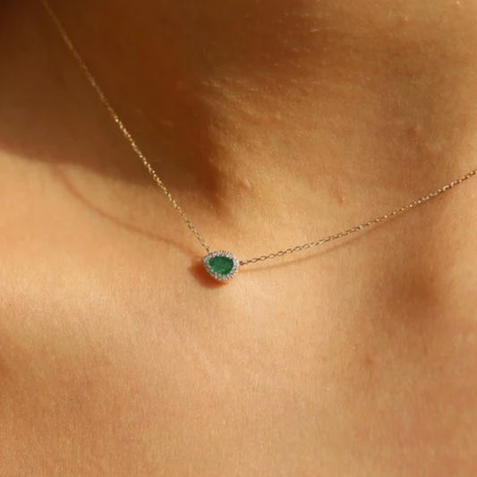 Collar Dije Esmeralda Halo Diamantes