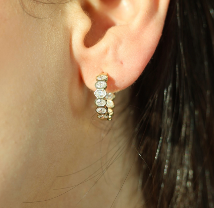 Hoops Diamantes Oval Bisel
