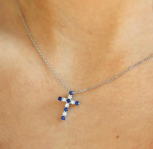 Collar Dije Zafiro Diamantes