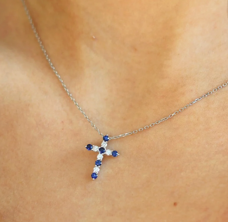 Collar Dije Zafiro Diamantes