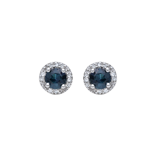 Aretes Zafiro Halo Diamantes