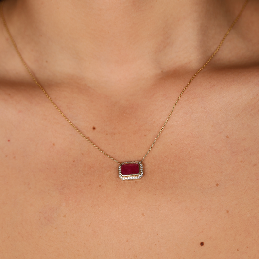 Dije de Rubi y Halo Diamantes