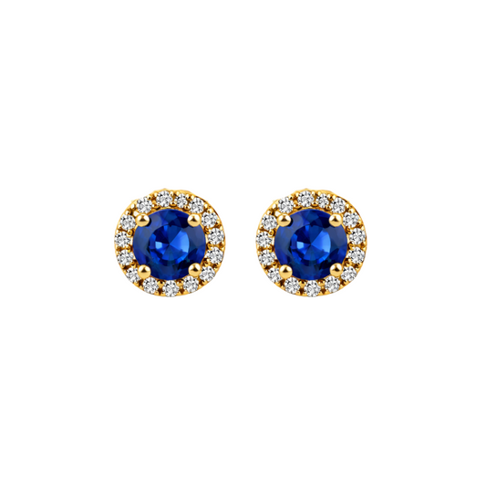 Aretes Zafiro Halo Diamantes