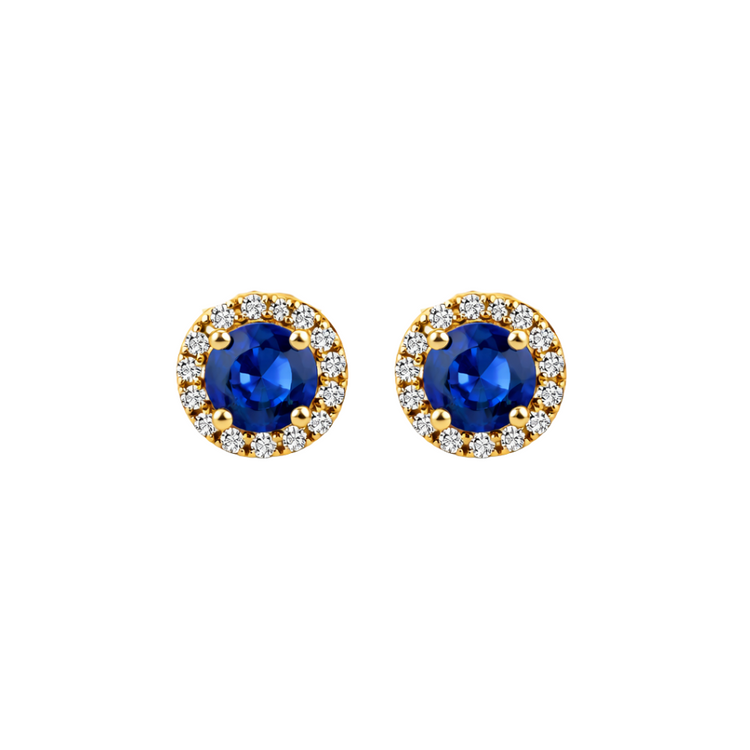 Aretes Zafiro Halo Diamantes