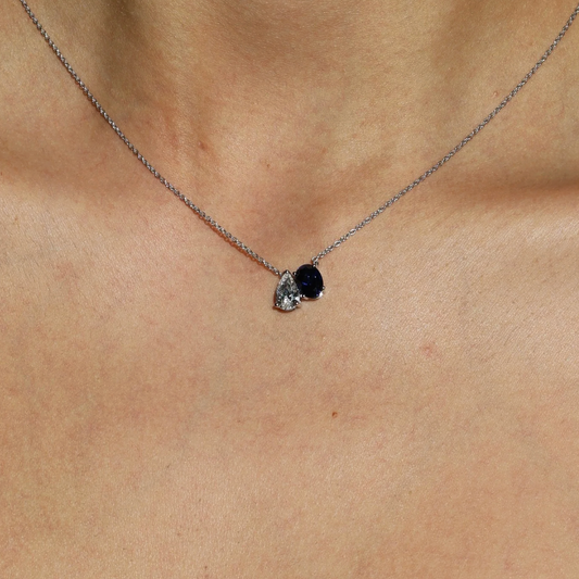 Collar Dije Toi et Moi Zafiro Diamante