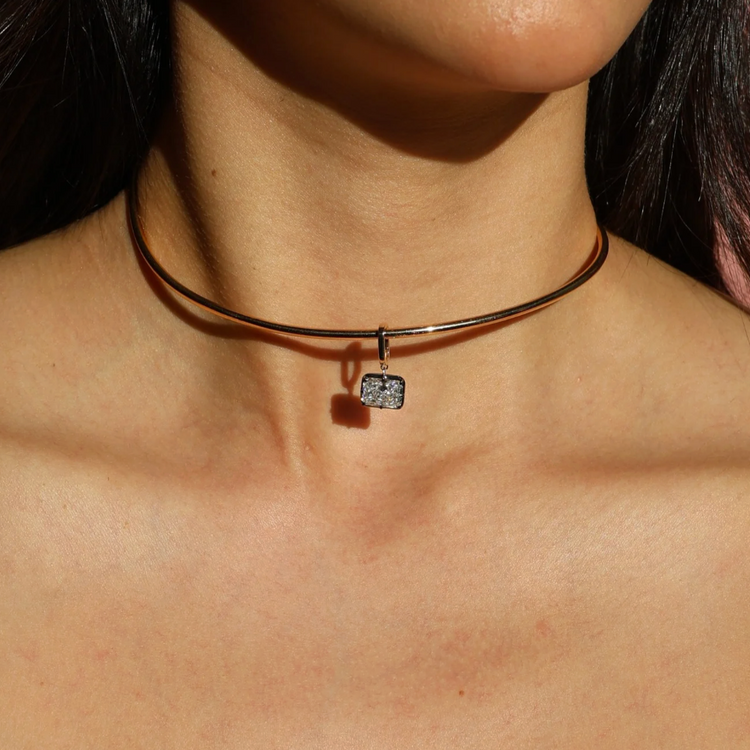 Emerald Pendant with Diamond Bezel 