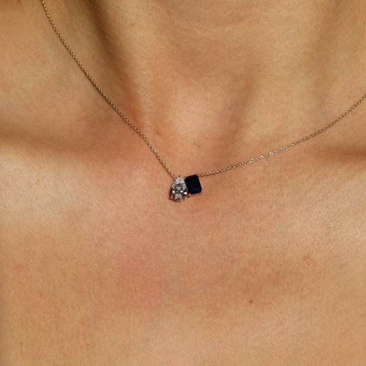 Collar Dije Toi et Moi Diamante Zafiro