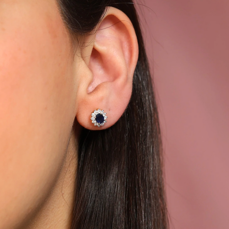 Emerald Halo Diamond Earrings