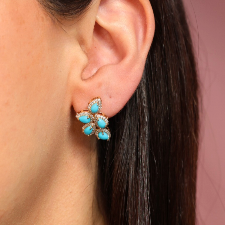 Emerald Halo Diamond Earrings