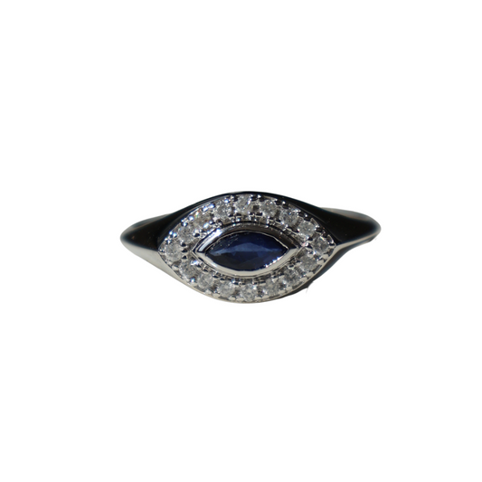 Anillo Zafiro Diamantes Ojo