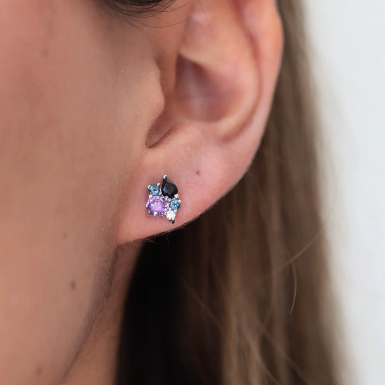 Aretes Cluster Zafiro, Topacio, Diamantes