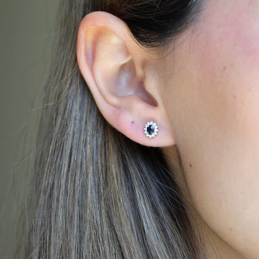 Emerald Halo Diamond Earrings