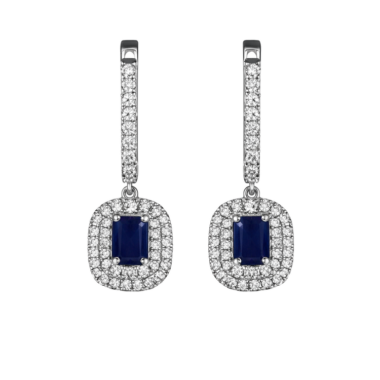 Aretes Zafiro Halo Diamantes
