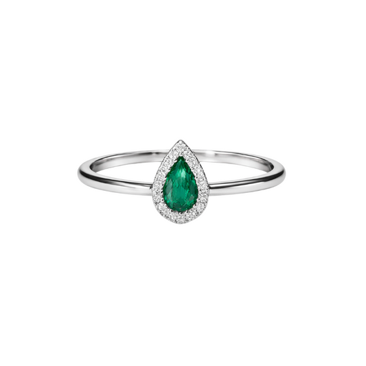 Anillo Esmeralda  Halo Diamantes