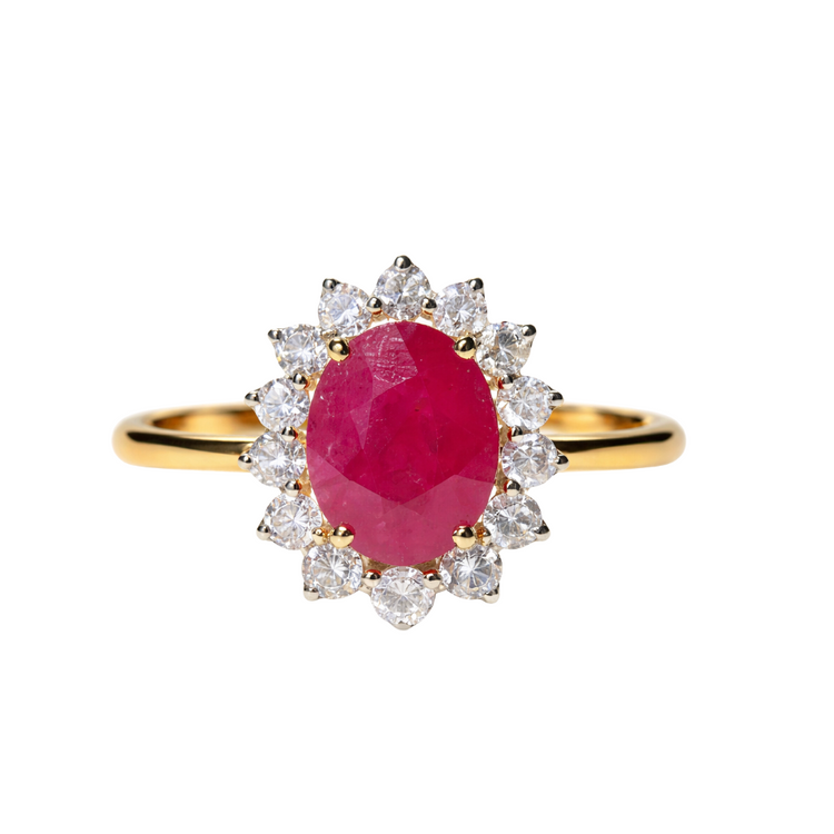 Anillo Rubi Halo Diamantes