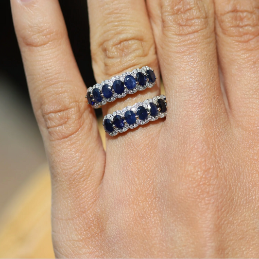 Anillo Zafiro  Halo Diamantes