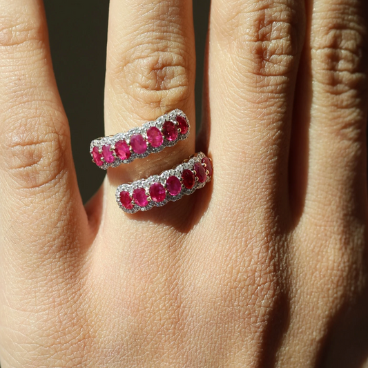 Anillo Rubi  Halo Diamantes