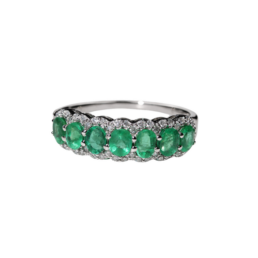 Anillo Esmeralda Halo Diamantes