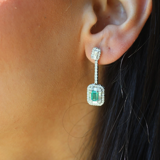 2-in-1 Emerald Earrings with Diamonds