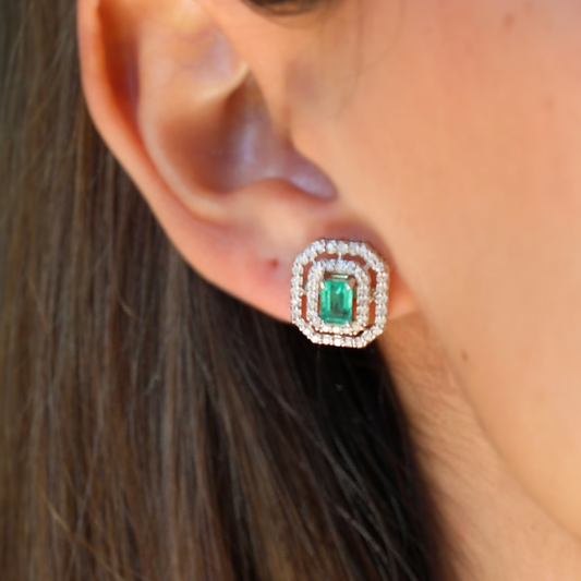 2-in-1 Emerald Earrings with Diamonds