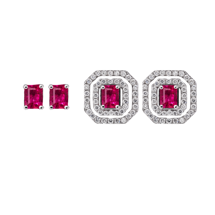 Emerald Halo Diamond Earrings