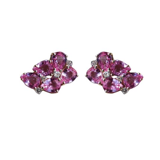 Pink Sapphire Earrings with Diamonds