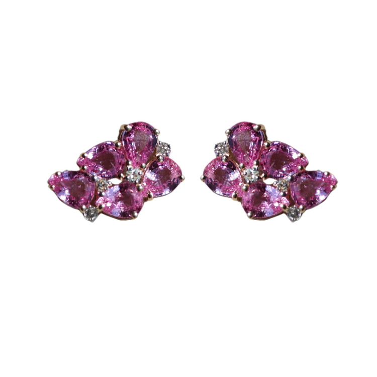 Aretes Zafiro Rosa Diamantes