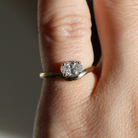 Anillo Pinky Ring Diamante Oval