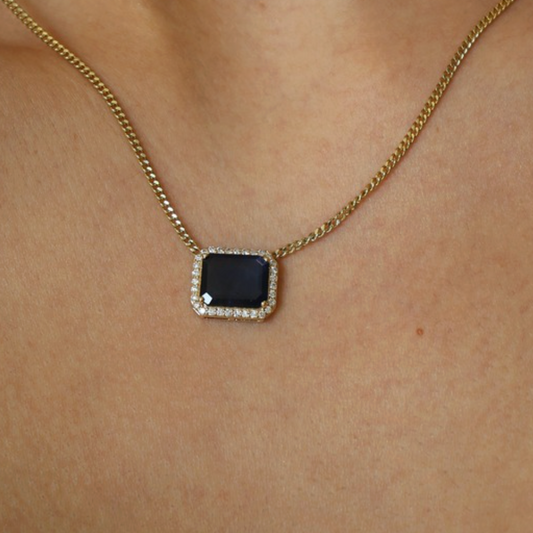 Collar Dije Zafiro Diamantes