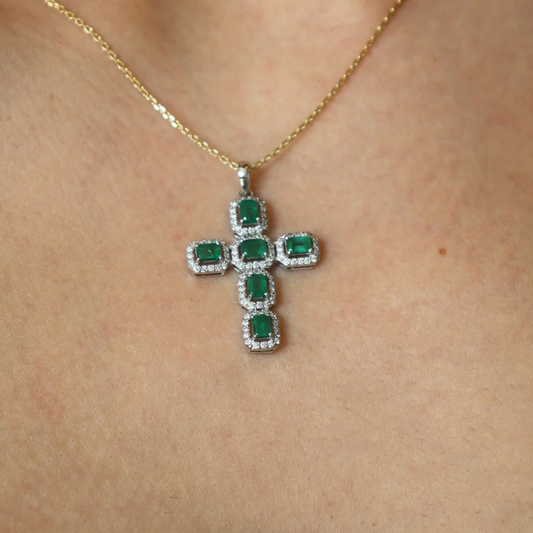 Dije Cruz Esmeraldas Diamantes