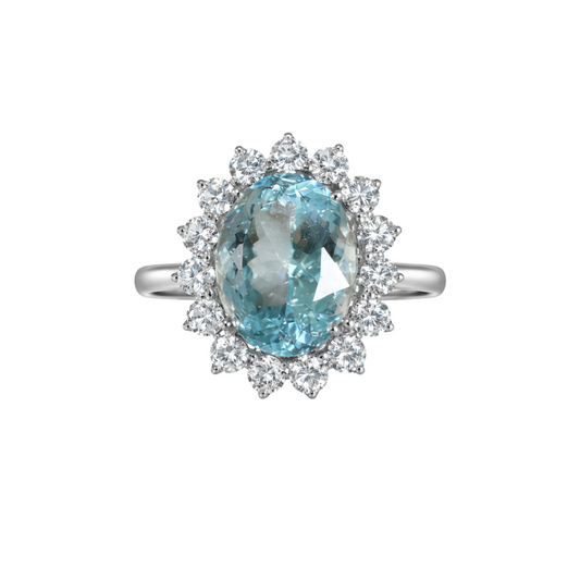 Anillo Aguamarina  Diamantes
