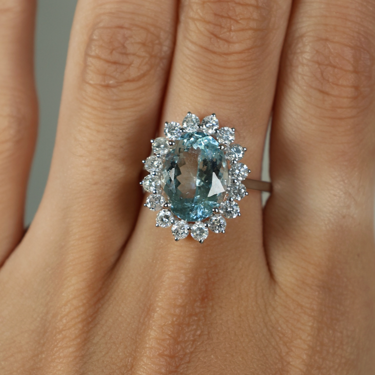 Anillo Aguamarina  Diamantes