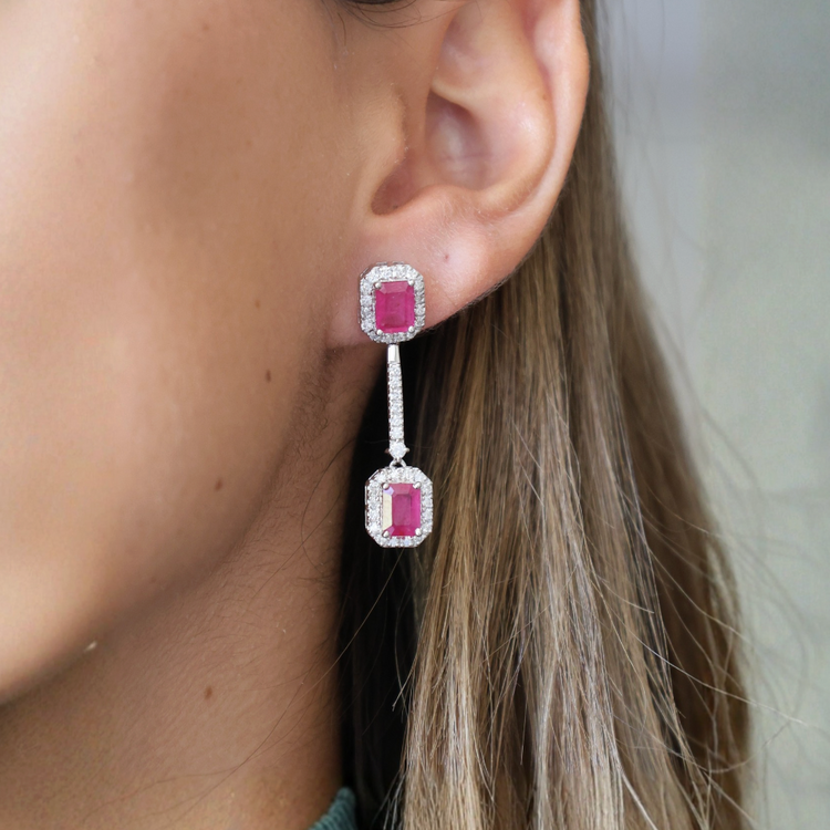 Emerald Halo Diamond Earrings