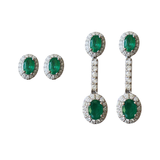 Emerald Halo Diamond Earrings