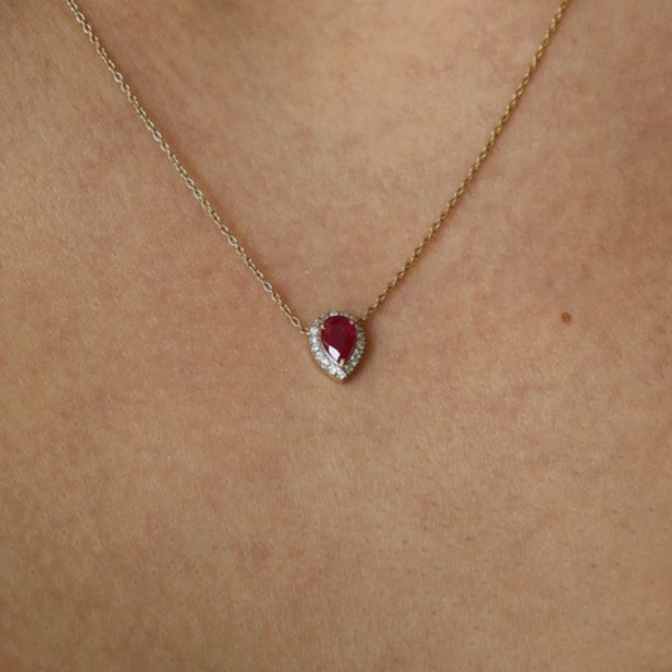 Collar Dije Rubi Diamantes