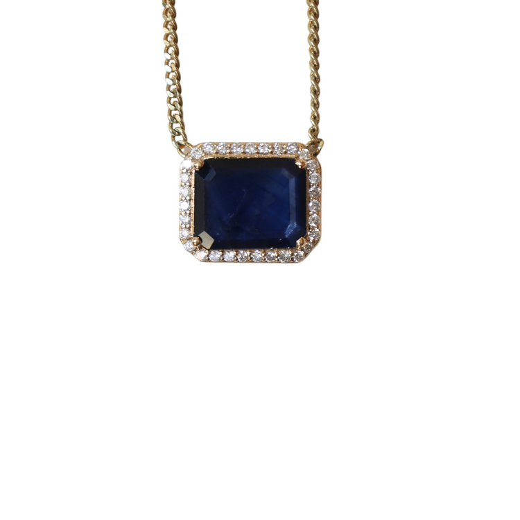 Collar Dije Zafiro Diamantes