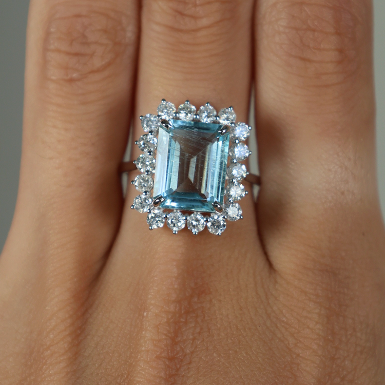 Anillo Aguamarina Diamantes