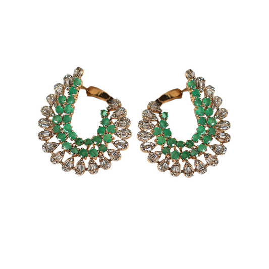 Emerald Halo Diamond Earrings