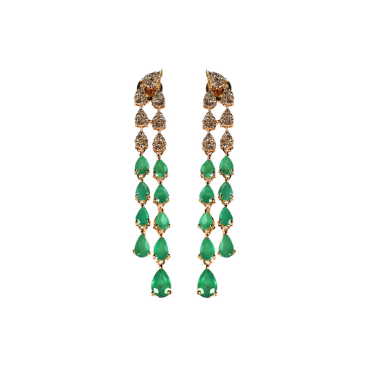 Emerald Halo Diamond Earrings