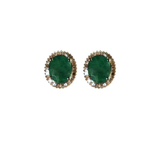 Emerald Halo Diamond Earrings