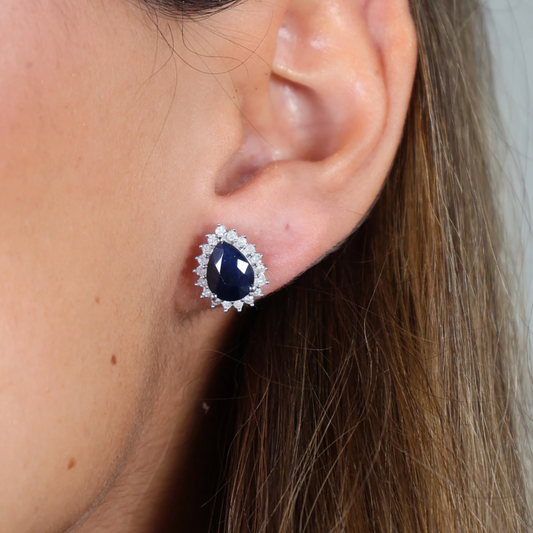 Emerald Halo Diamond Earrings