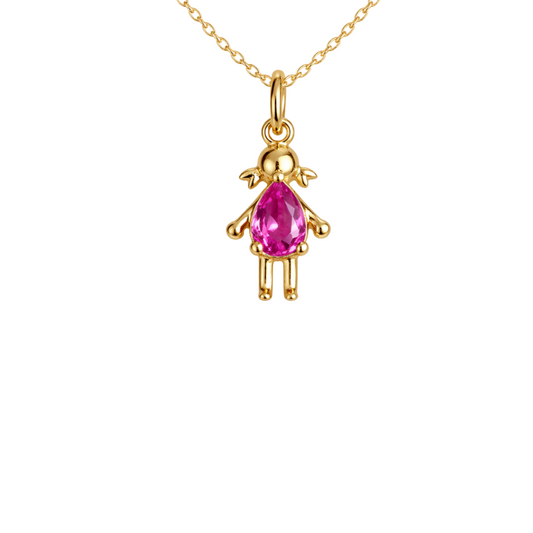 Collar Dije Niña Zafiro Rosa
