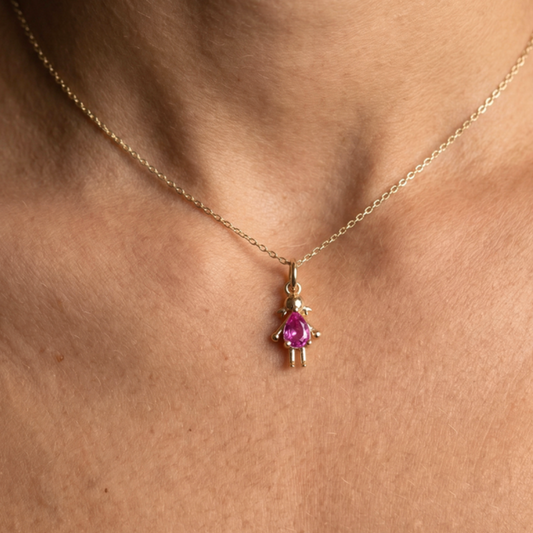 Collar Dije Niña Zafiro Rosa