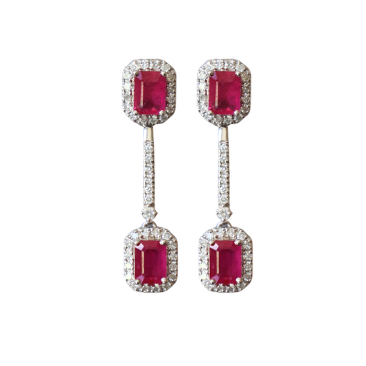 Emerald Halo Diamond Earrings