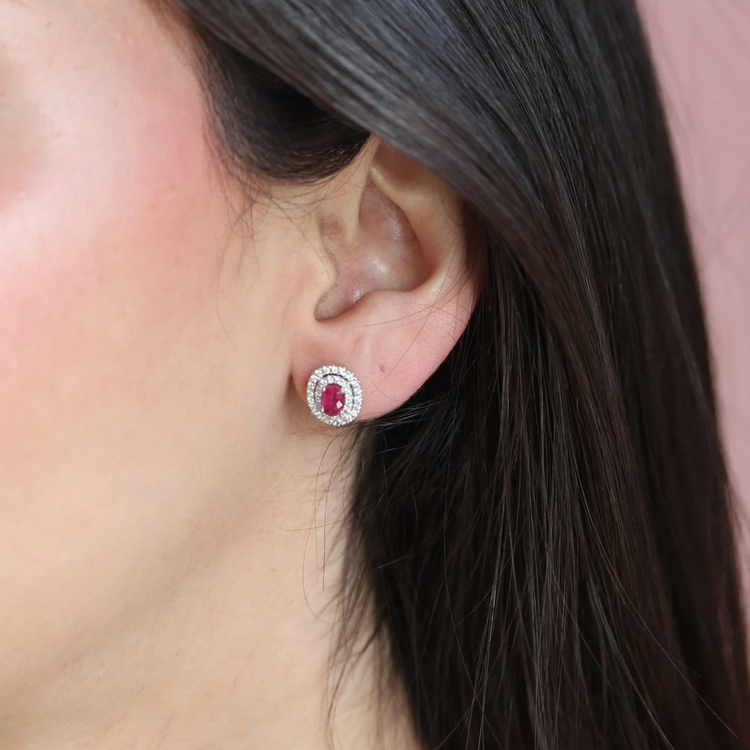 Emerald Halo Diamond Earrings