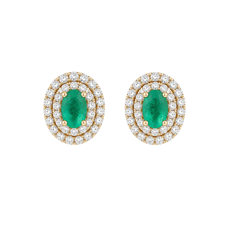 Emerald Halo Diamond Earrings