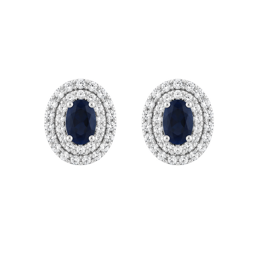 Emerald Halo Diamond Earrings