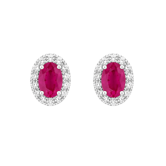 Emerald Halo Diamond Earrings