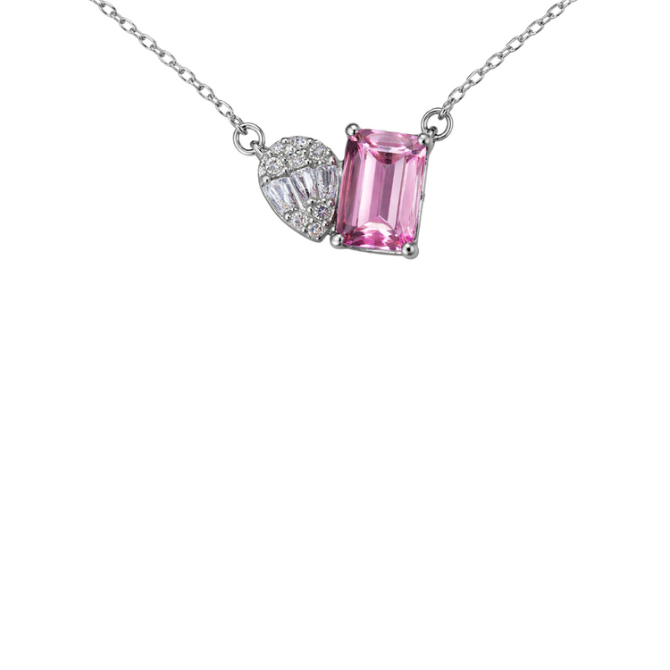 Collar Dije  Zafiro Rosa Diamante