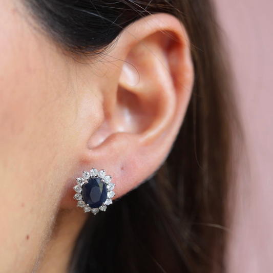 Emerald Halo Diamond Earrings